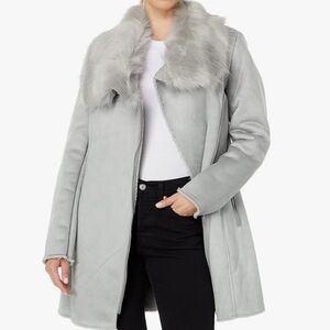 Calvin Klein suede, faux fur coat.